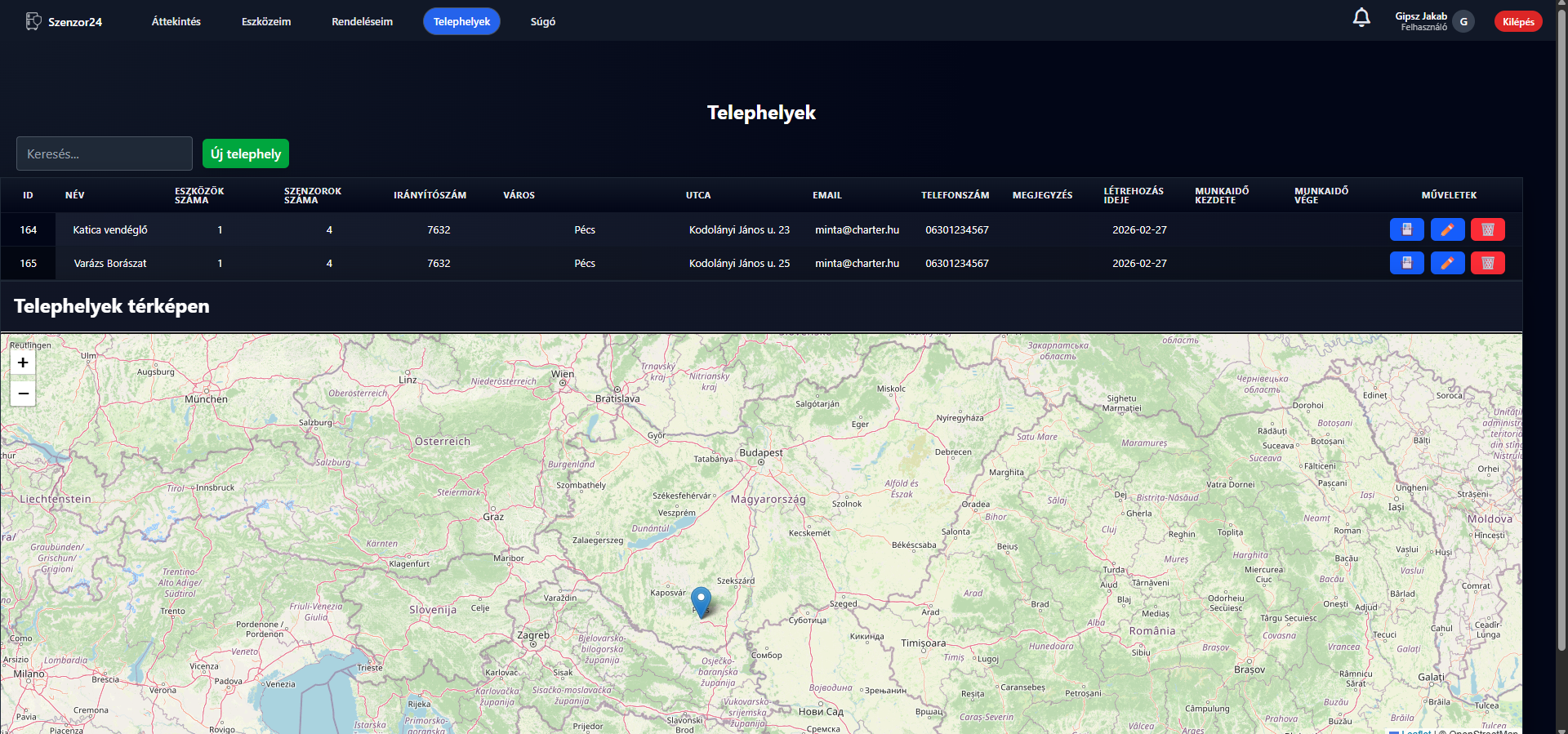 telephelyek screenshot